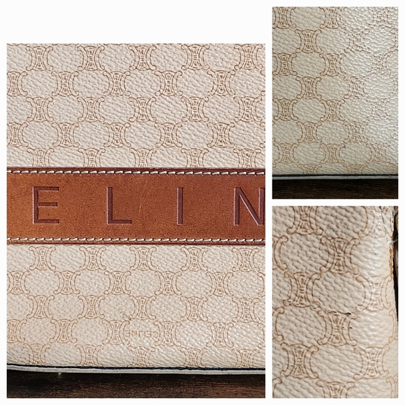 Céline Vintage Macadam Canvas Hand Bag PVC Leather Beige - Picture 16 of 16